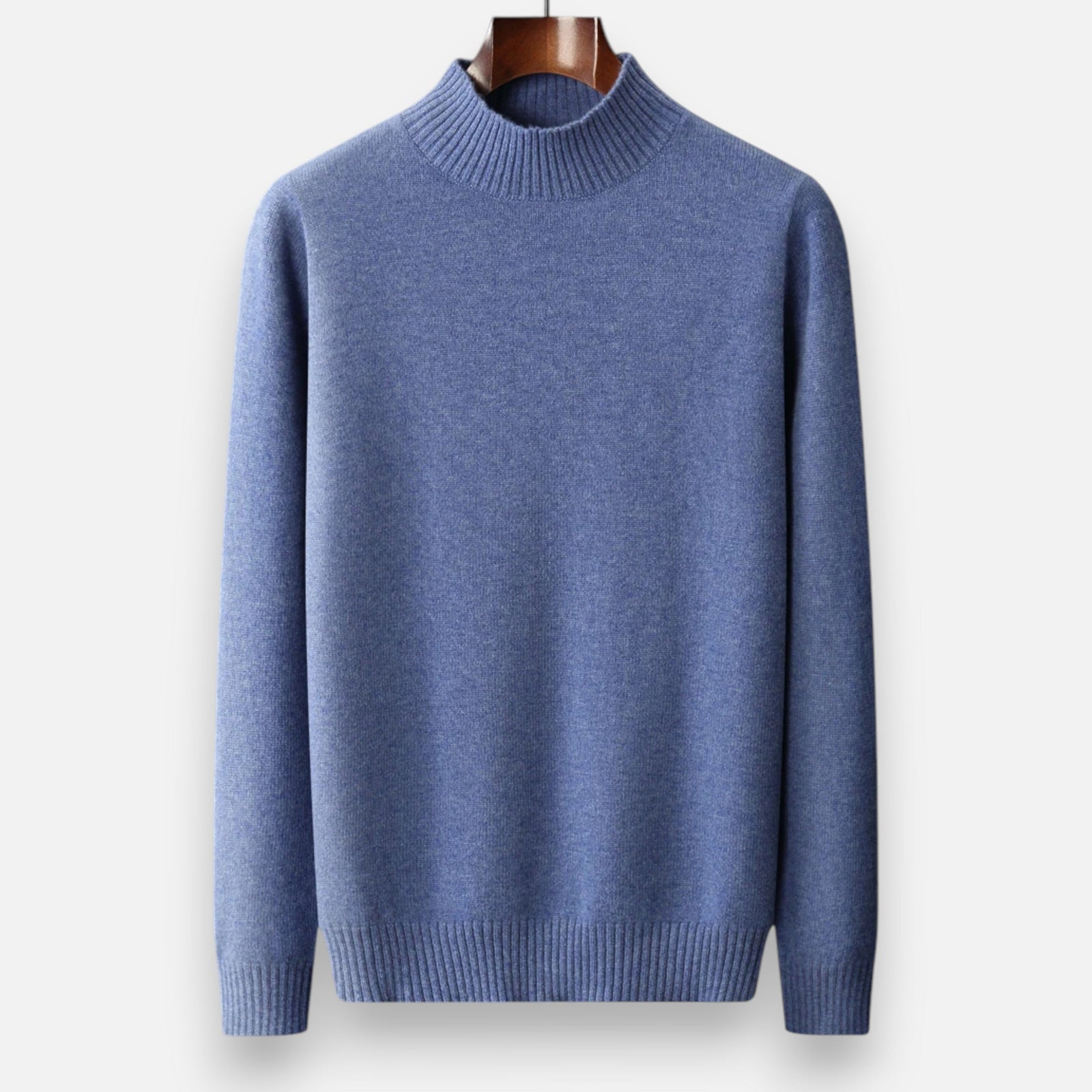 Pure wool roll-neck sweater detail
