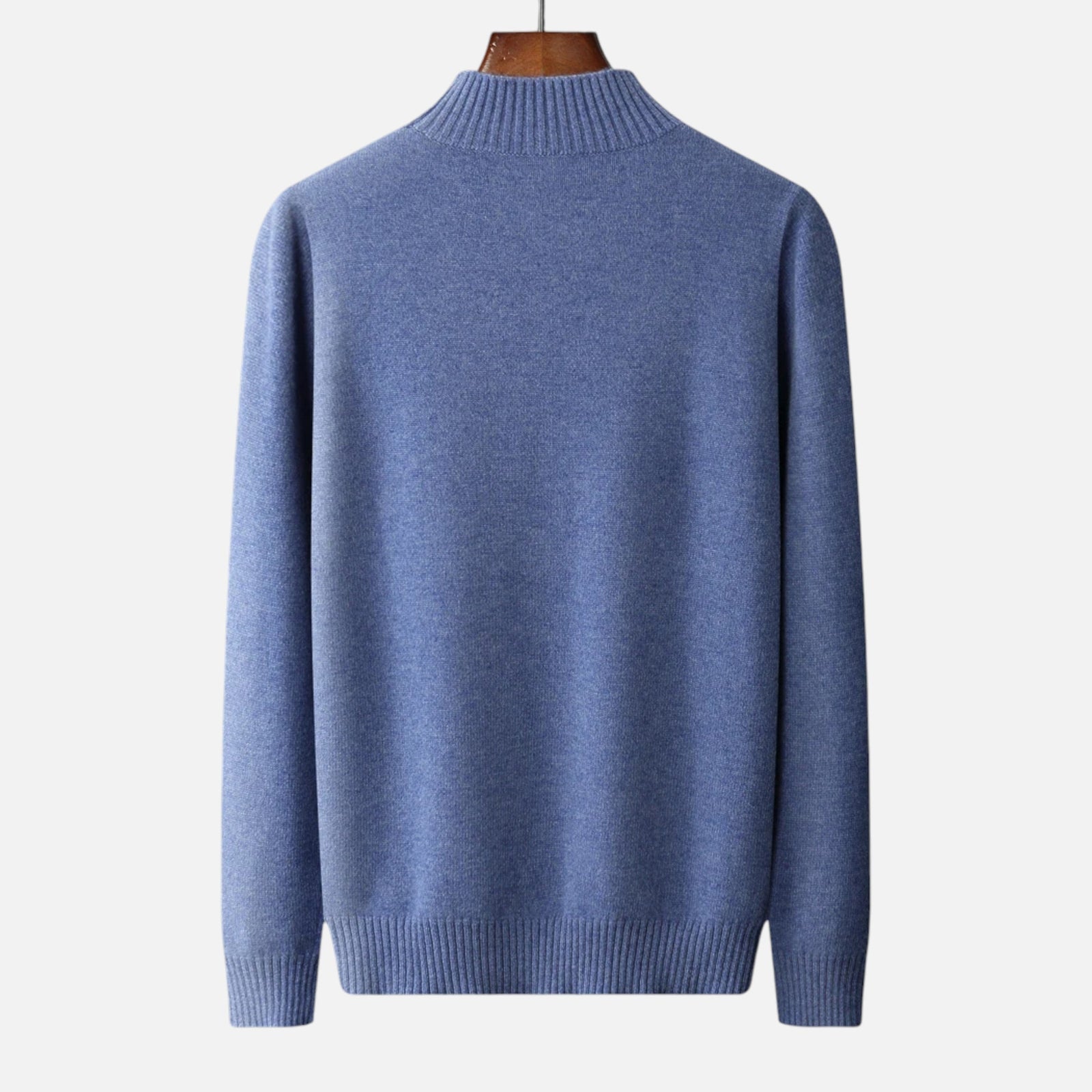 Pure wool roll-neck sweater knit texture