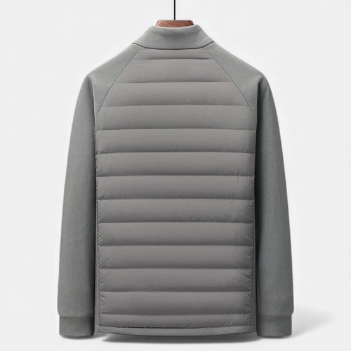 Men's quilted padded jacket with stand collar in grey