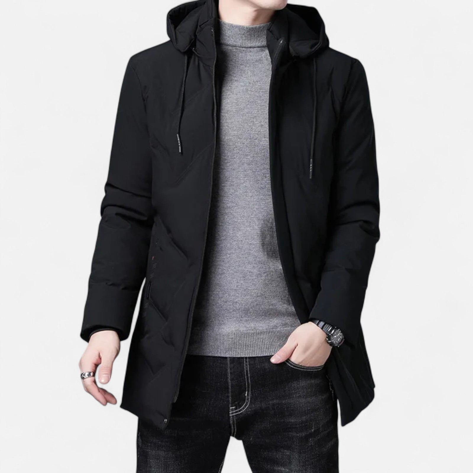 Hooded cotton-blend parka detail
