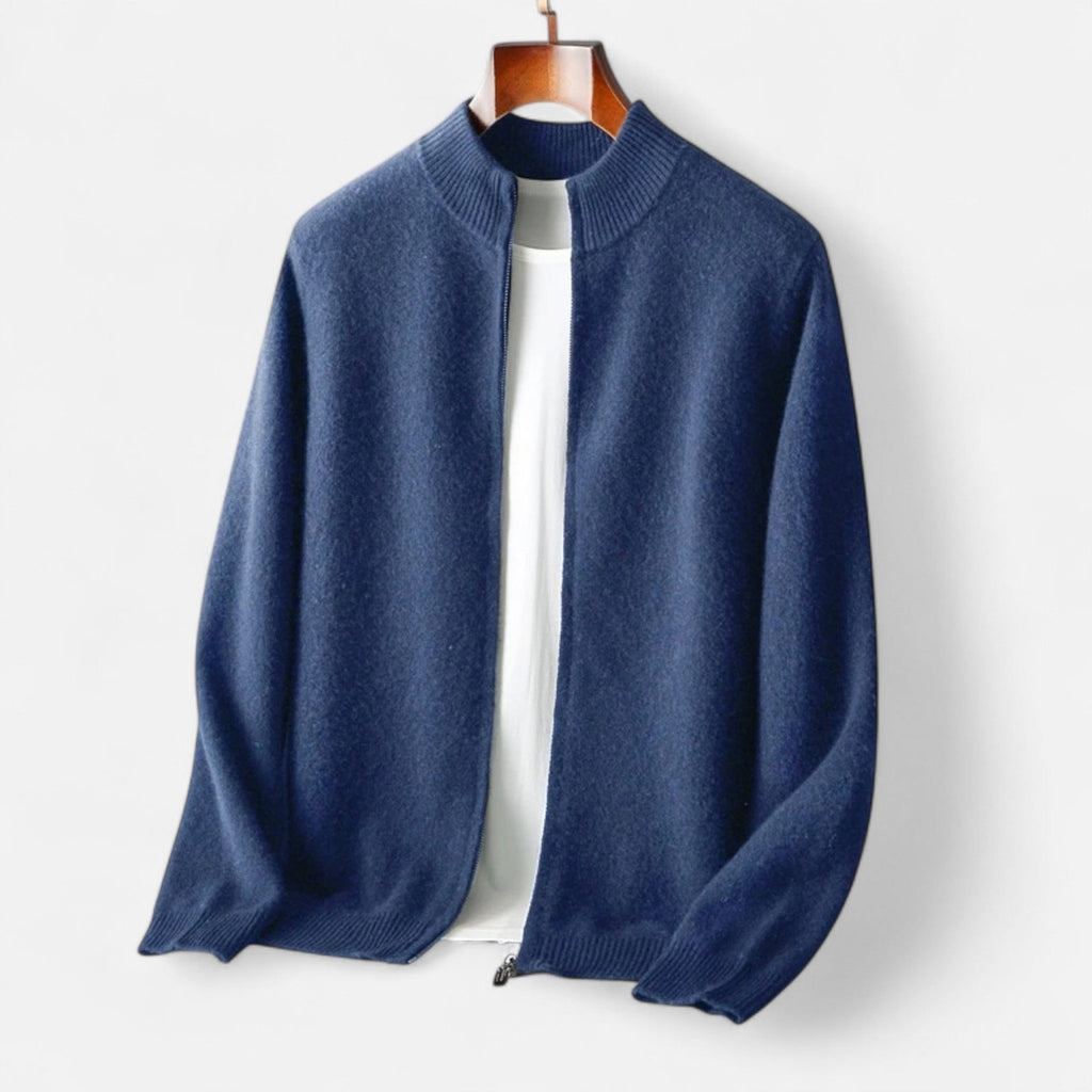Merino zip-neck sweater zip detail