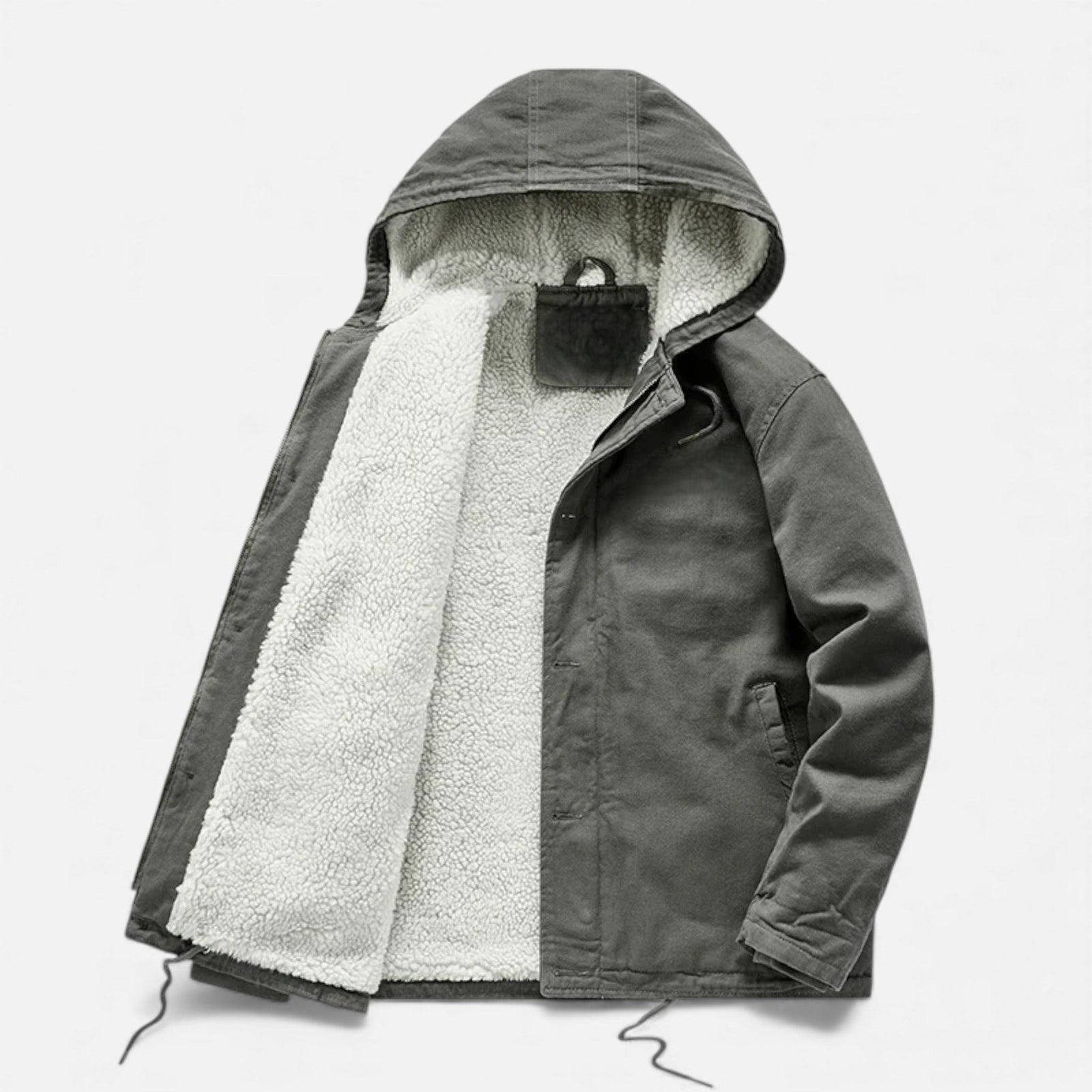 Fleece-lined padded coat front