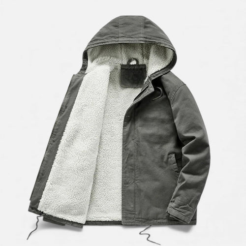 Fleece-lined padded coat front