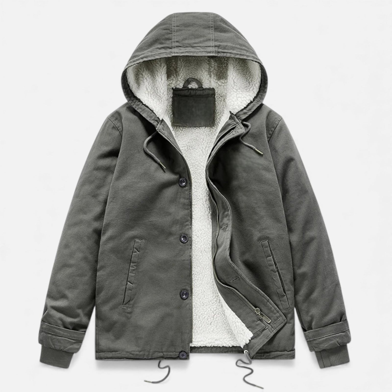 Men's fleece-lined hooded padded coat