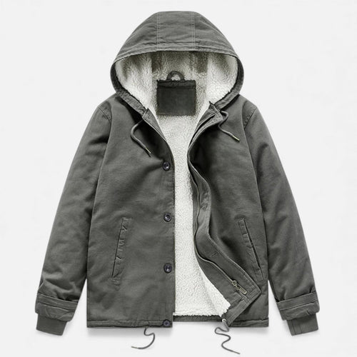 Men's fleece-lined hooded padded coat