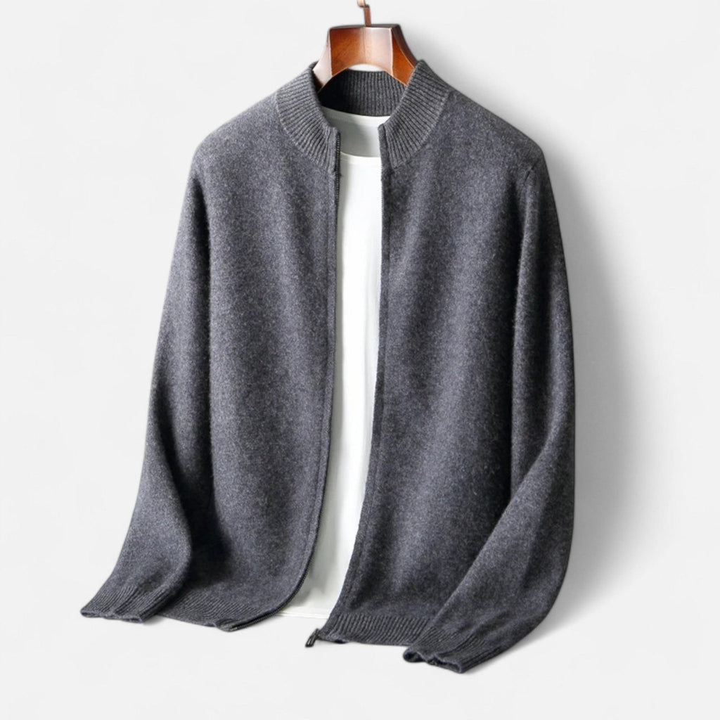 Merino zip-neck sweater knit texture