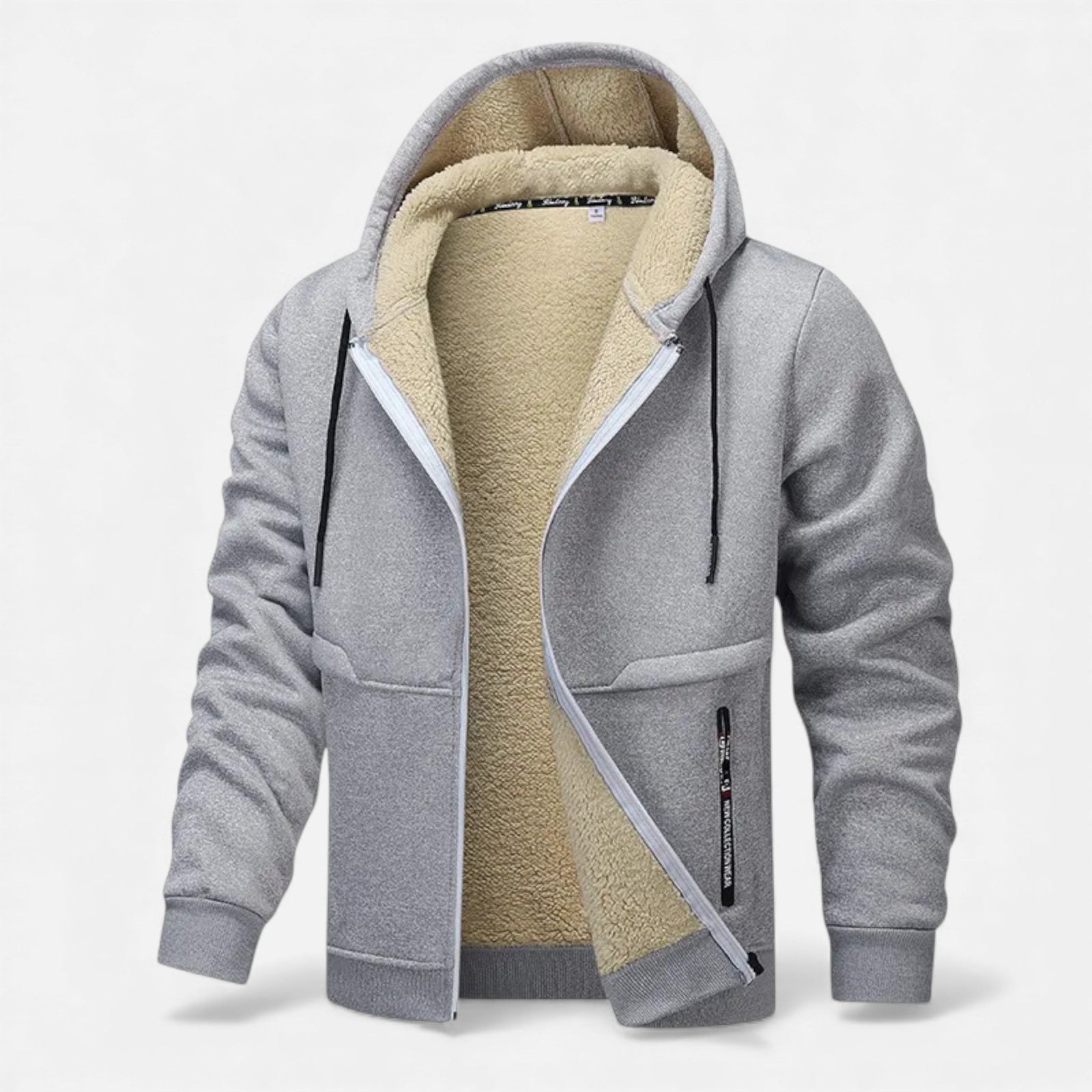 Men's fleece-lined hooded jacket