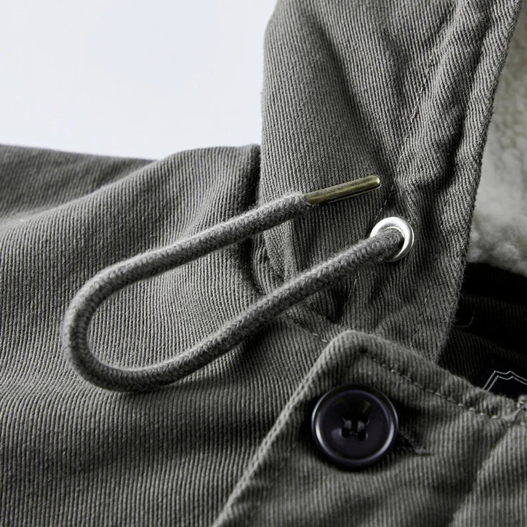 Fleece-lined padded coat detail