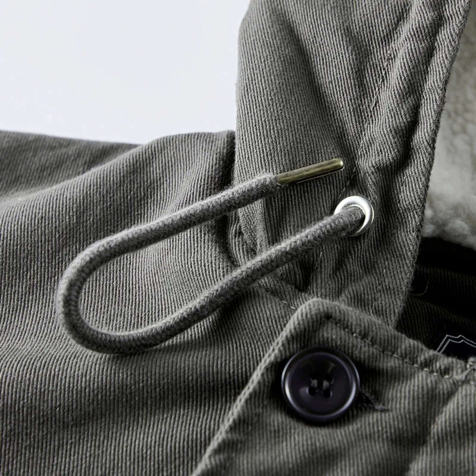 Fleece-lined padded coat detail