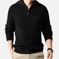 Men's wool-blend half-zip sweater in black