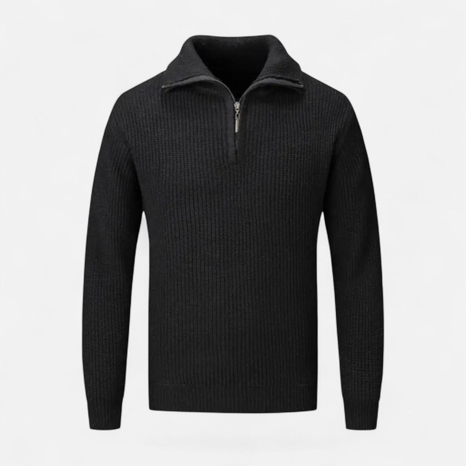 Wool-blend half-zip sweater front
