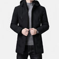 Men's hooded cotton-blend parka in black