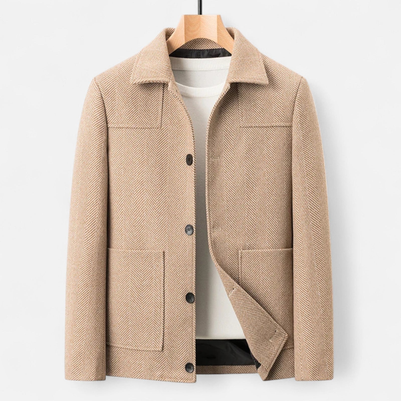 Men's wool-blend tailored lapel jacket