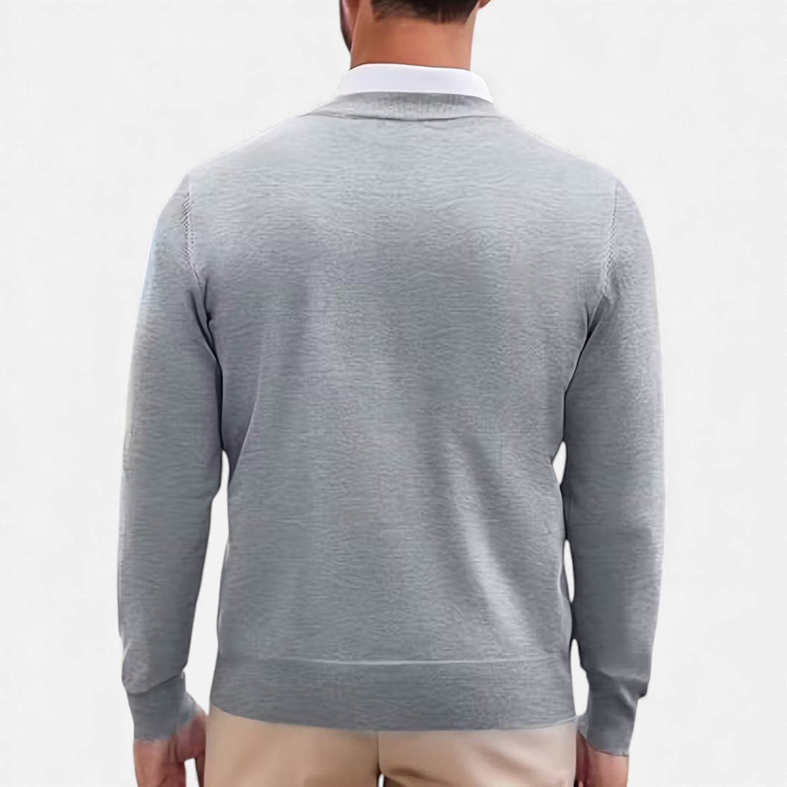 V-neck knit sweater front