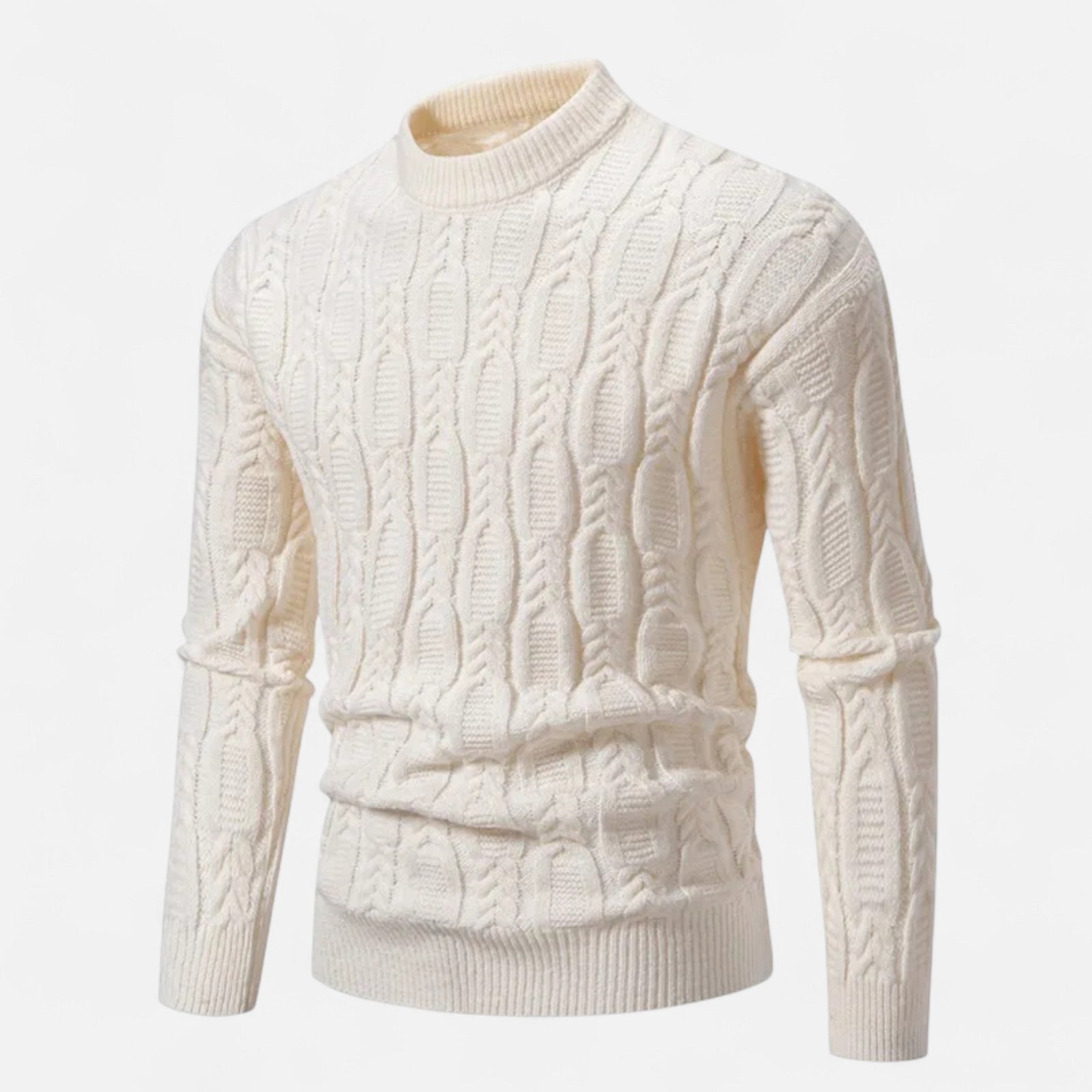 Men's classic crewneck knit sweater in white